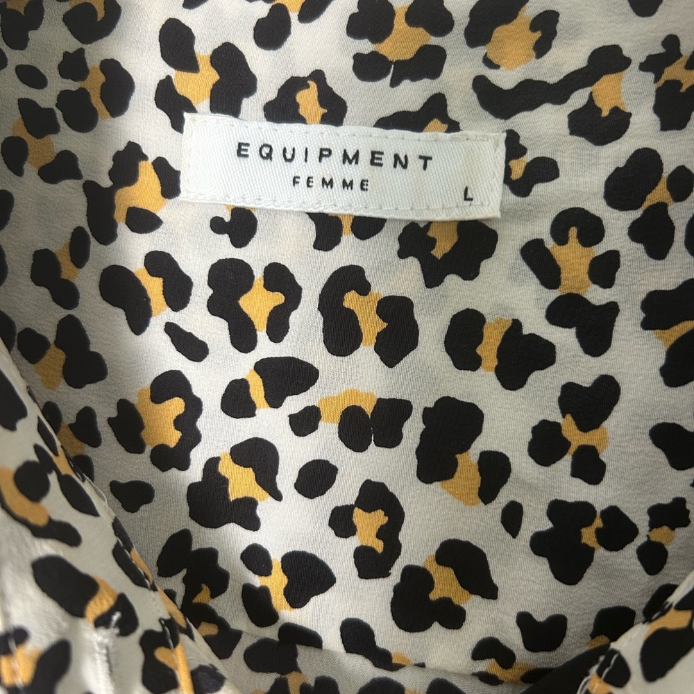 Equipment Silk Leopard Print Blouse L - Picture 7 of 8